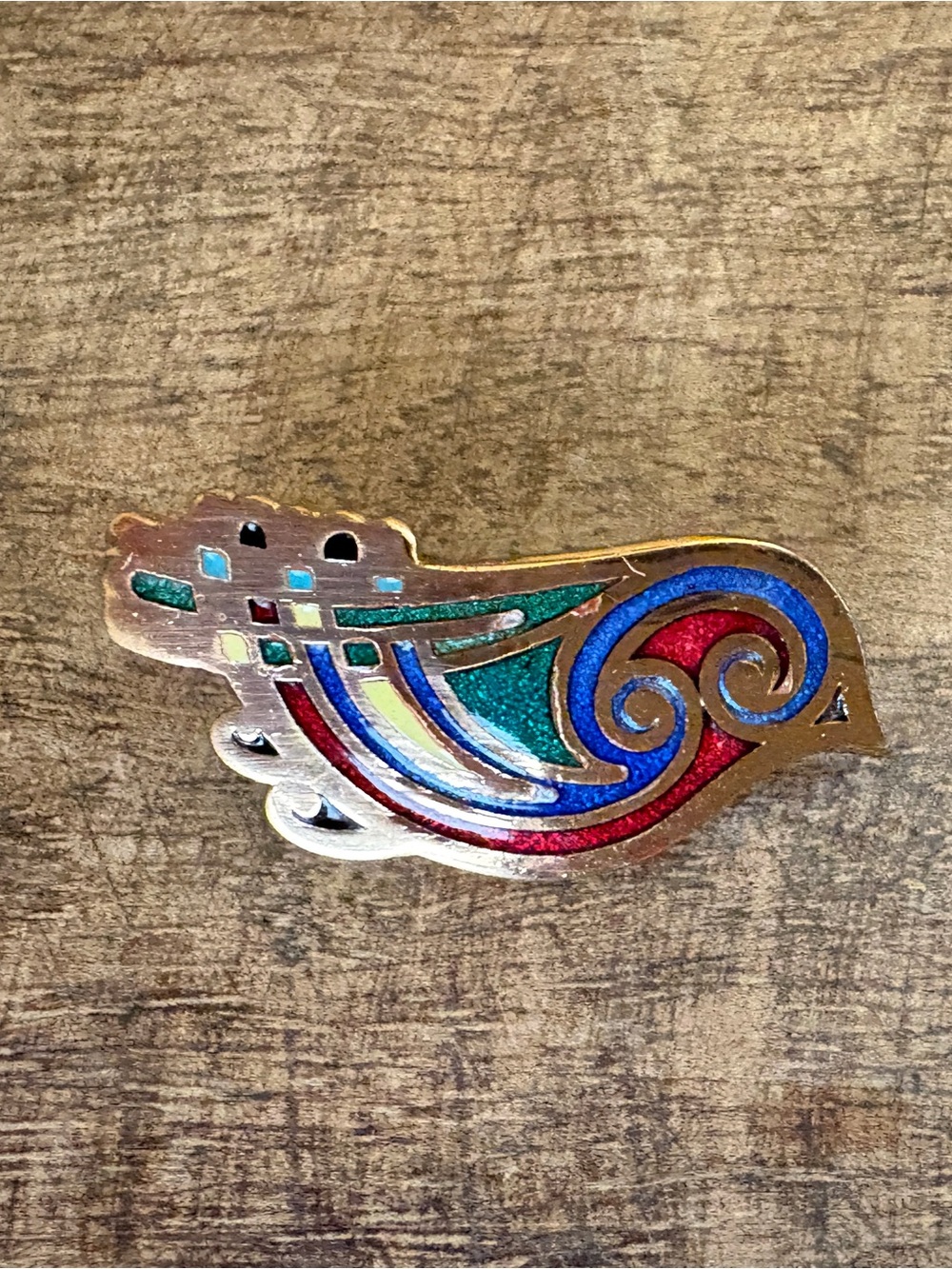 Vintage Tara Ware Dublin Celtic bird designed brooch / pin - enameled 4 colors